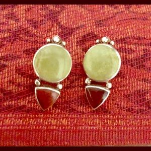 Sterling silver stone earrings Approx 1” in length